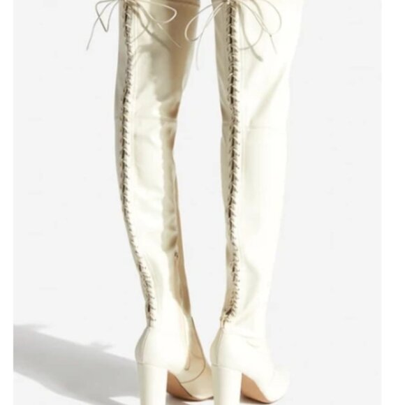 ShoeDazzle  TAYSON HIGH BLOCK HEEL BOOT Bone 9 NWT - Picture 7 of 10